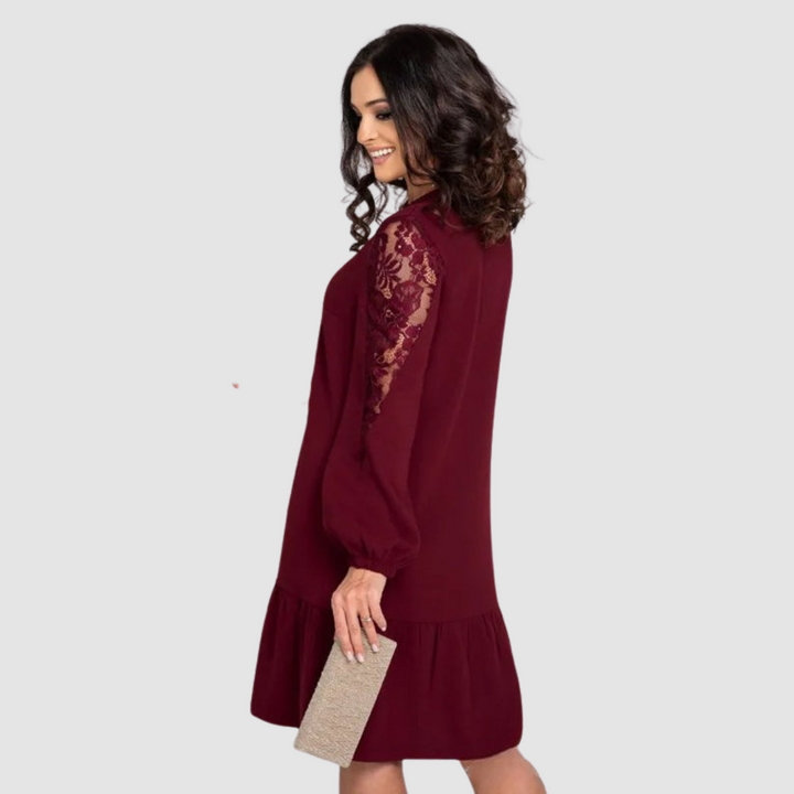 Mina™ Abito Midi Elegante con Maniche in Pizzo