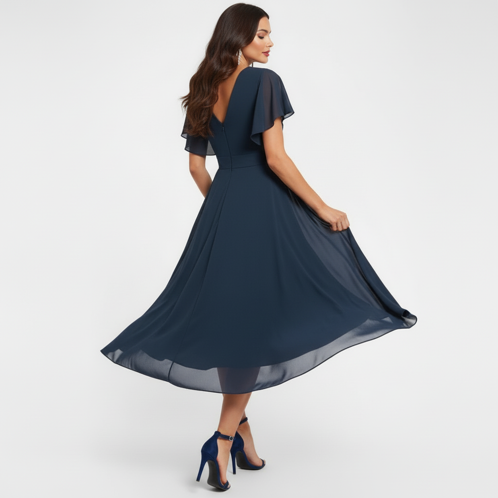 Clarissa™ Abito Maxi Fluttuante con Scollatura a V
