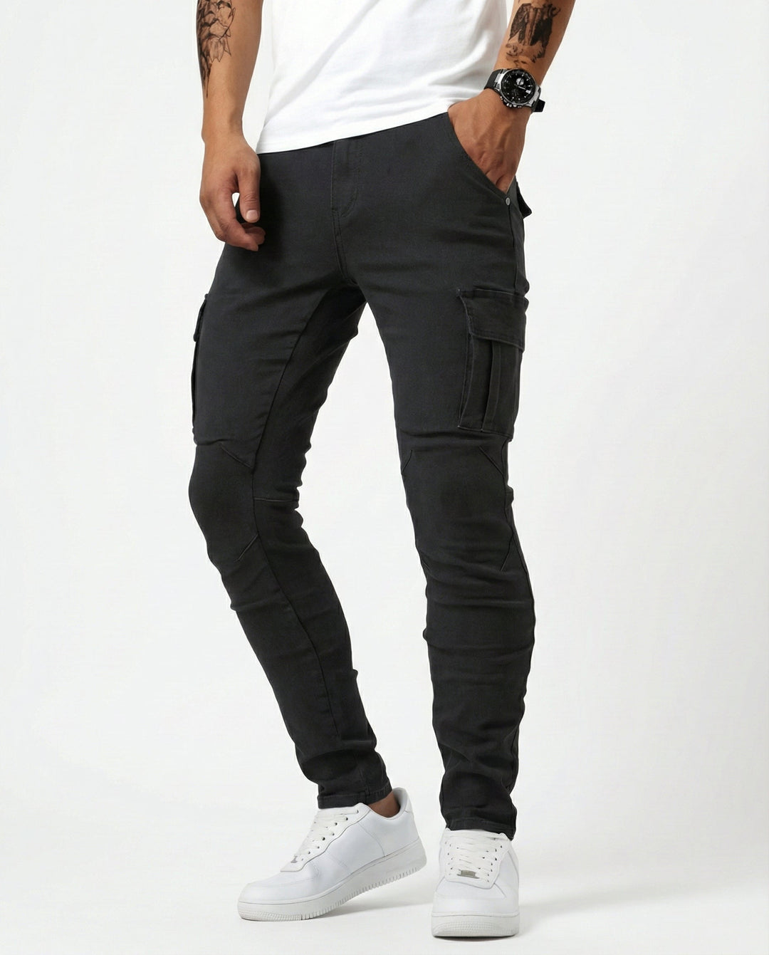 Pantaloni Cargo Marino Elasticizzati
