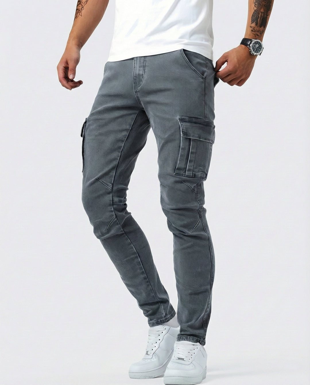 Pantaloni Cargo Marino Elasticizzati