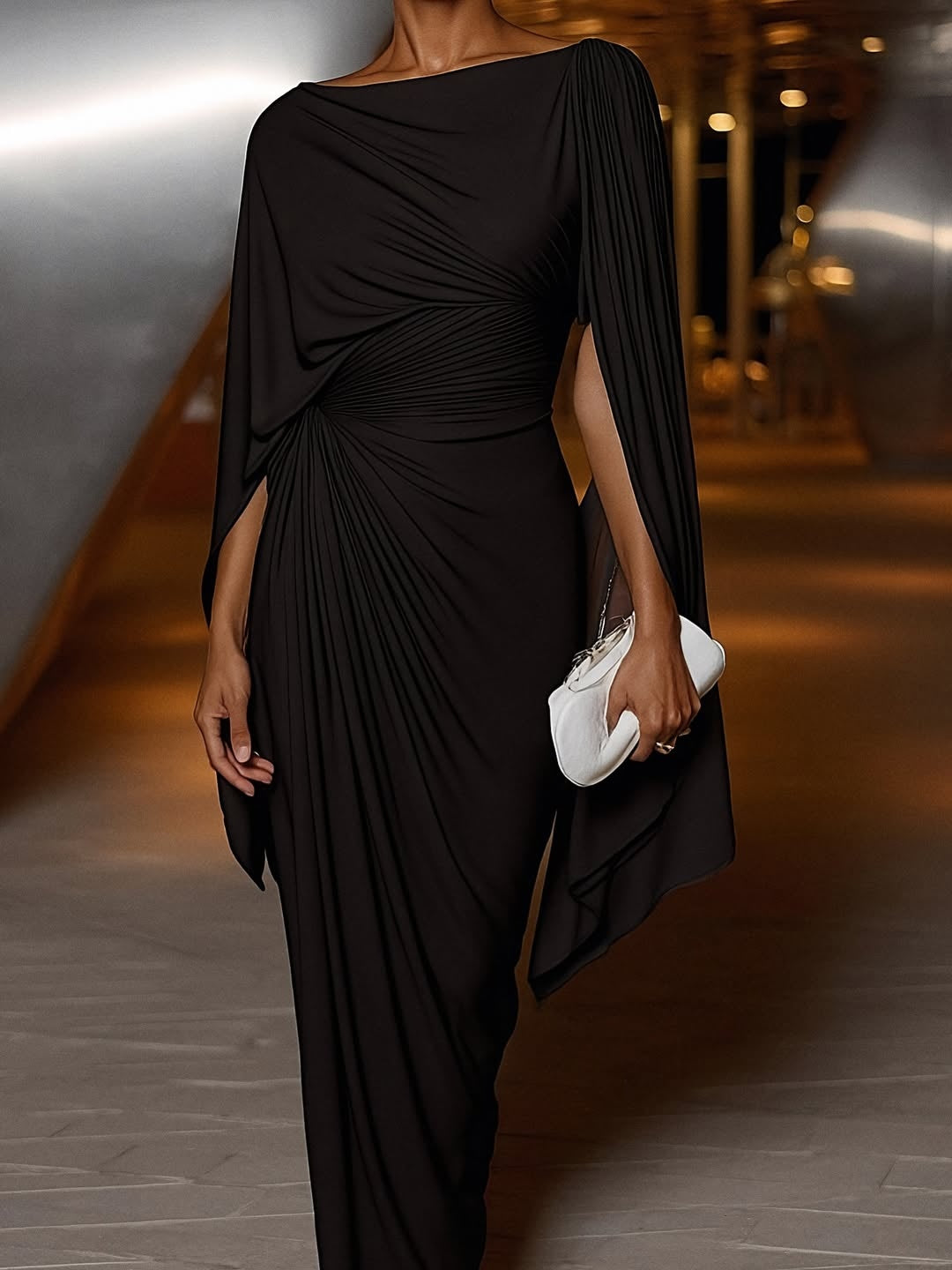 Melyssa™ Vestito Maxi Plissettato Drappeggiato