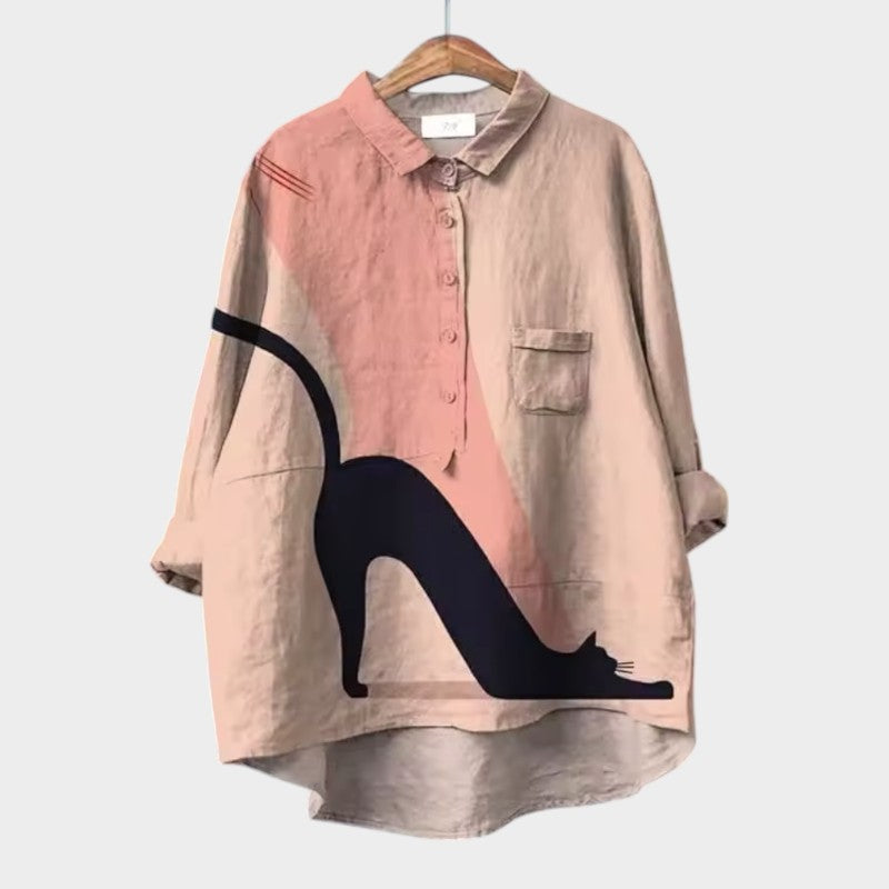 Liliana™ | Blusa Senza Tempo con Gatti Colorati per Comfort