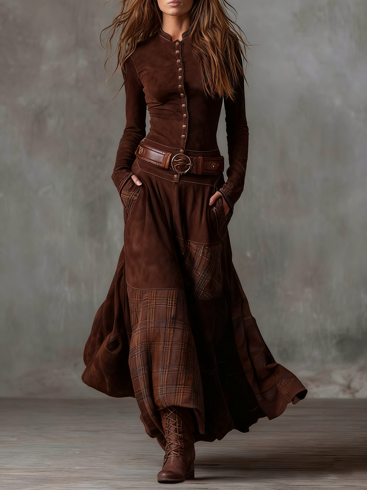 Izabella™ Abito Maxi in Suede + Cintura Gratuita
