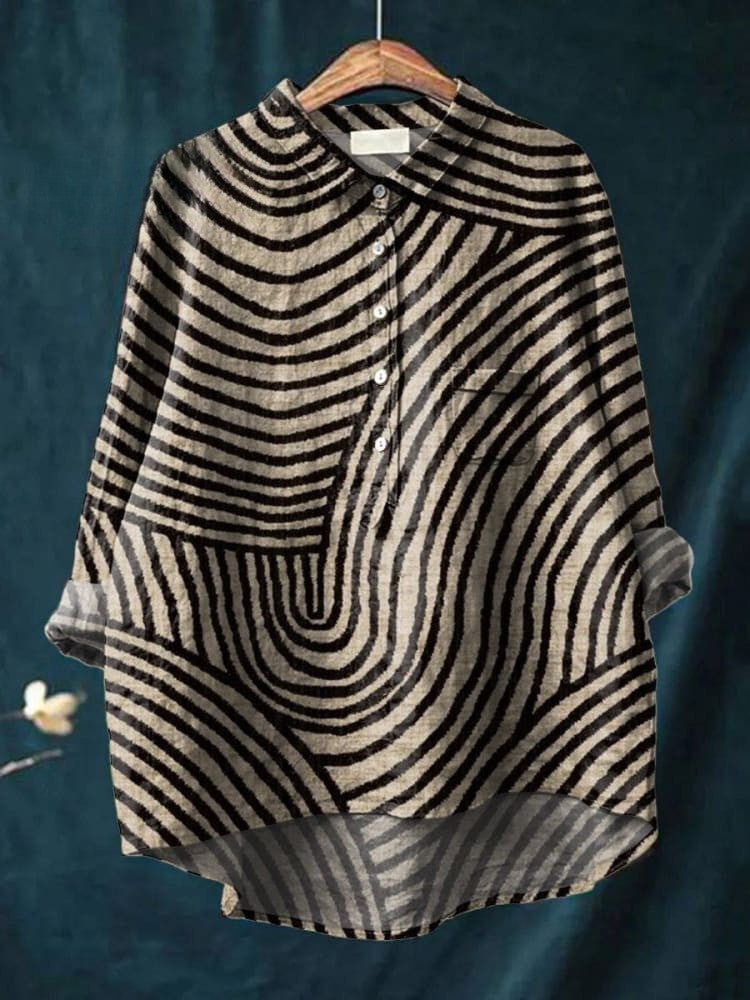 Camicia da Donna con Motivo Lineare Circolare