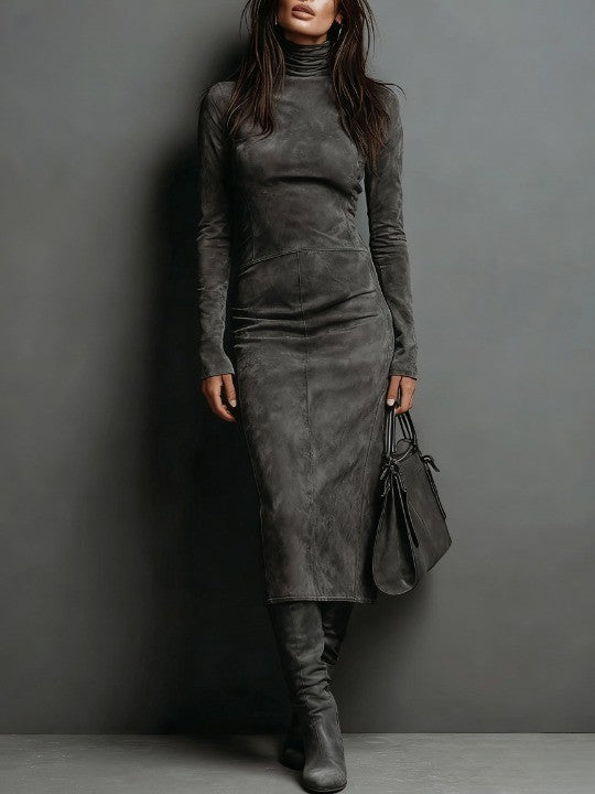 Mildred™ Abito Maxi Elegante in Suede