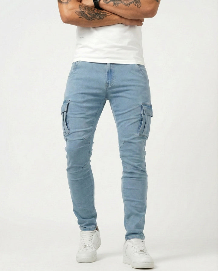 Pantaloni Cargo Marino Elasticizzati