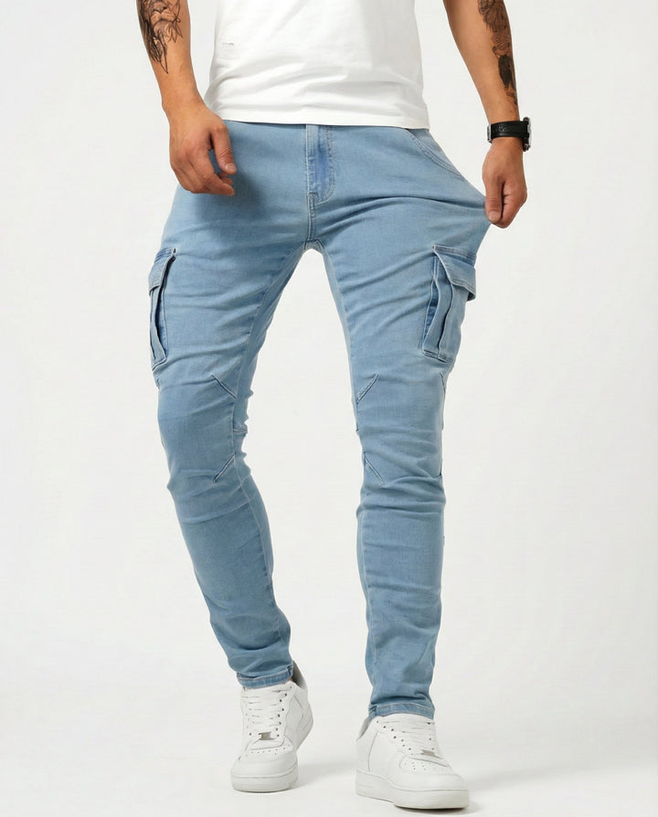 Pantaloni Cargo Marino Elasticizzati